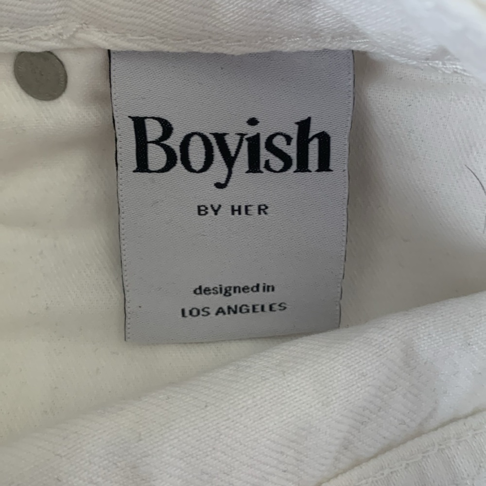 Boyish Anthropologie Corey Jean Skirt White Denim 26 High Rise Mini Royal Weddng - Picture 5 of 16